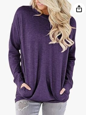 onlypuff Women's Pocket Shirt Tunic Tops Sweatshirts